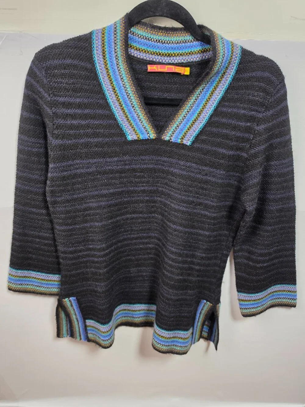 Kuna 100% Baby Alpaca Women's Navy Green Sweater Sz M